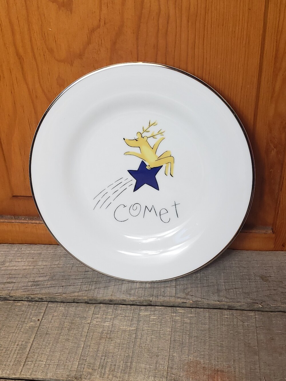 POTTERY BARN Reindeer COMET 8.5" Salad Plate Christmas